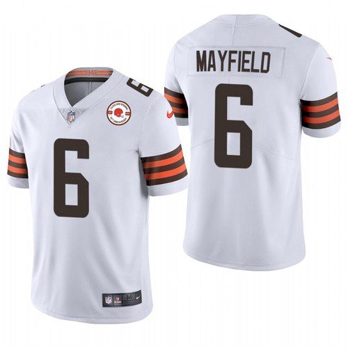 Men's Cleveland Browns #6 Baker Mayfield 2021 White 75th Anniversary Vapor Untouchable Limited Stitched NFL Jersey